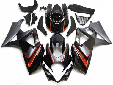 2007-2008 Silver and Black with Red Suzuki GSXR 1000 Motorcycle Fairing