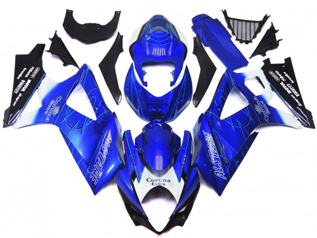 2007-2008 Vibrant Blue with White Corona Suzuki GSXR 1000 Motorcycle Fairing