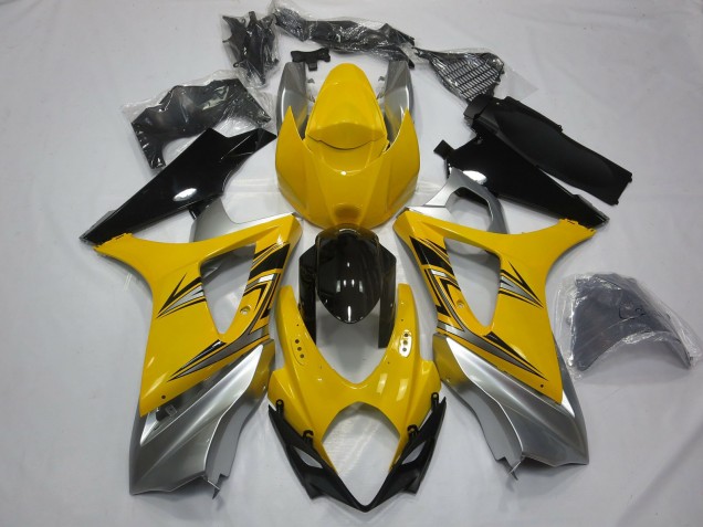 2007-2008 Yellow Silver Suzuki GSXR 1000 Motorcycle Fairing 2007-2008 Yellow Silver Suzuki GSXR 1000 Motorcycle Fairing