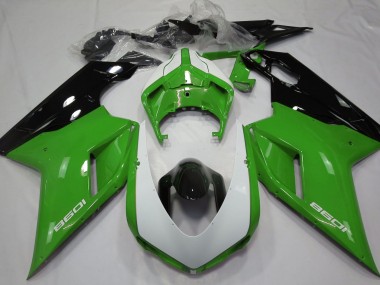 2007-2014 Gloss Green & White Ducati Ducati 848 1098 1198 Motorcycle Fairing