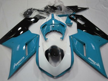 2007-2014 Gloss Light Blue & White Ducati Ducati 848 1098 1198 Motorcycle Fairing