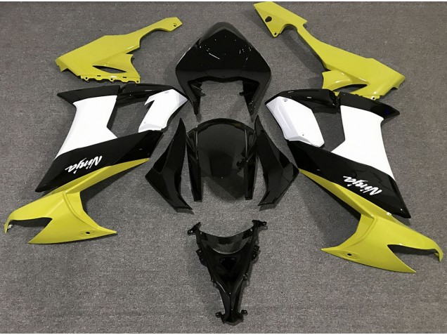 2008-2010 Gloss Yellow Black and White Kawasaki ZX10R Motorcycle Fairing