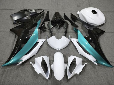 2008-2016 Custom LightBlue Black and White Yamaha R6 Motorcycle Fairing