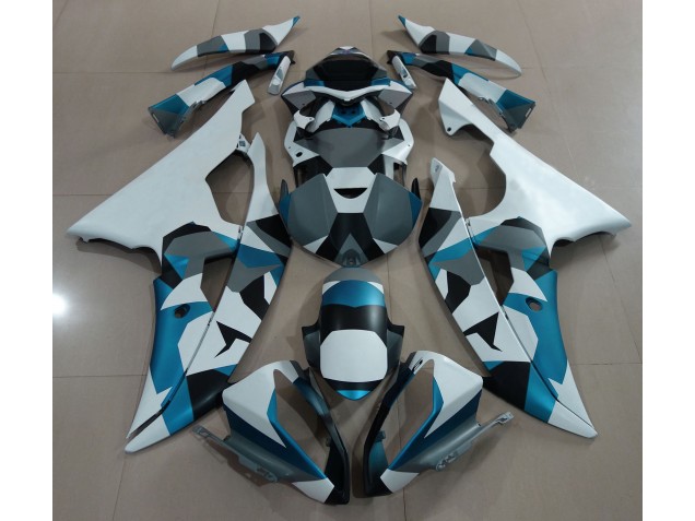 2008-2016 Glacier Blue Snow Camo Yamaha R6 Motorcycle Fairing 2008-2016 Glacier Blue Snow Camo Yamaha R6 Motorcycle Fairing