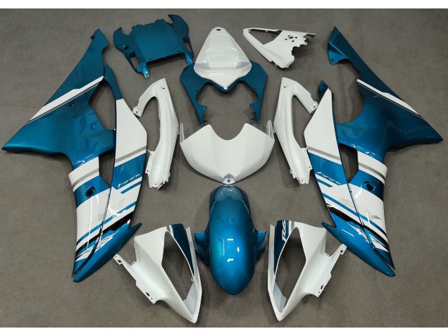 2008-2016 Gloss White and Light Blue OEM Style Yamaha R6 Motorcycle Fairing