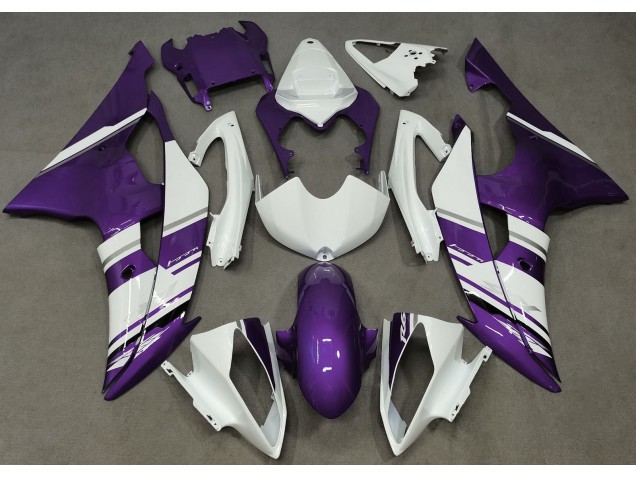 2008-2016 Gloss White and Purple OEM Style Yamaha R6 Motorcycle Fairing