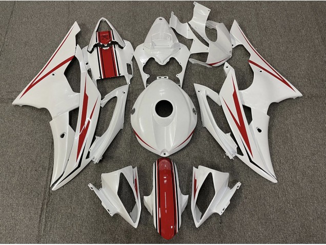 2008-2016 Gloss White and Red Yamaha R6 Motorcycle Fairing