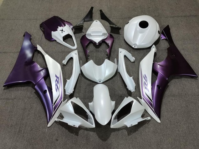 2008-2016 Matte White and Purple Yamaha R6 Motorcycle Fairing