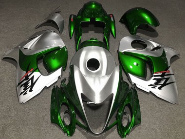 2008-2020 Gloss Green and Silver Suzuki GSXR 1300 Hayabusa Motorcycle Fairing