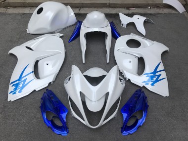 2008-2020 Gloss White & Blue Suzuki GSXR 1300 Hayabusa Motorcycle Fairing