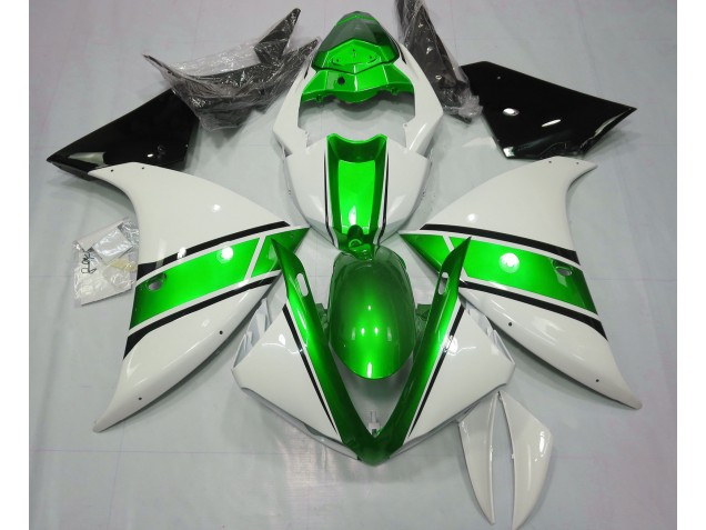 2009-2011 Gloss White and Metallic Green Yamaha R1 Motorcycle Fairing 2009-2011 Gloss White and Metallic Green Yamaha R1 Motorcycle Fairing