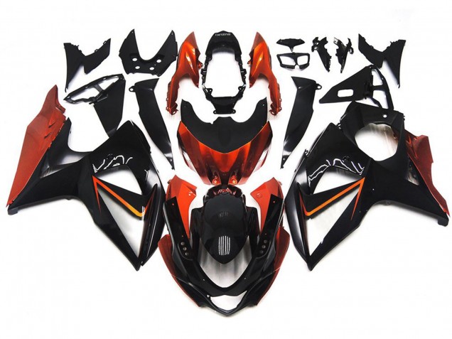 2009-2016 Custom Orange and Black with Silver inlay Suzuki GSXR 1000 Motorcycle Fairing 2009-2016 Custom Orange and Black with Silver inlay Suzuki GSXR 1000 Motorcycle Fairing