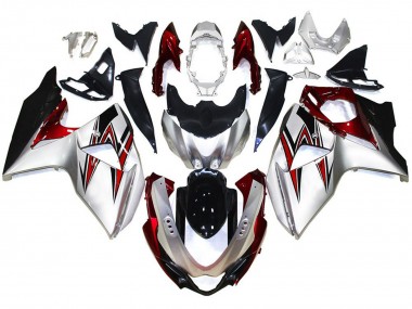 2009-2016 Silver with Red Hints Suzuki GSXR 1000 Motorcycle Fairing