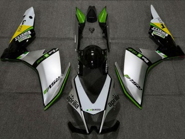 2010-2015 Silver Pirelli & Green Aprilia RSV4 1000 Motorcycle Fairing