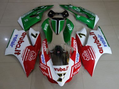 2011-2014 Gloss White / Red / Green Ducati Ducati 1199 Motorcycle Fairing