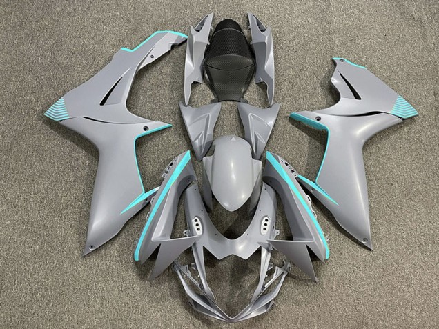 2011-2024 Matte Nardo Grey & Teal Accents Suzuki GSXR 600-750 Motorcycle Fairing