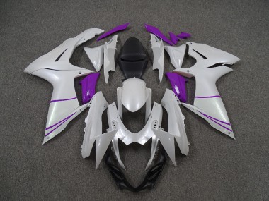 2011-2024 Pearl White and Purple Suzuki GSXR 600-750 Motorcycle Fairing