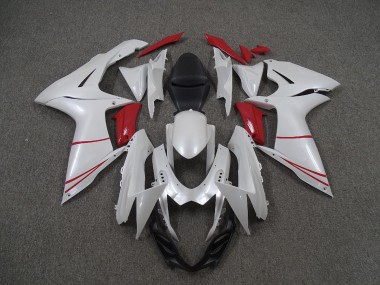 2011-2024 Pearl White and Red Suzuki GSXR 600-750 Motorcycle Fairing
