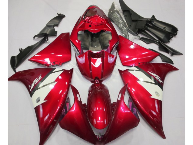 2012-2014 Gloss Red & White Yamaha R1 Motorcycle Fairing