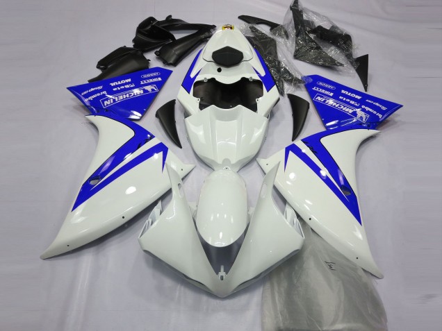 2012-2014 Gloss White and Blue Yamaha R1 Motorcycle Fairing