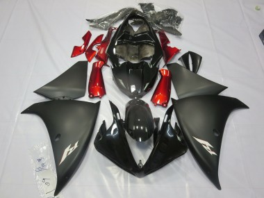 2012-2014 Matte Black Red Yamaha R1 Motorcycle Fairing