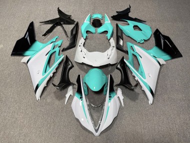 2013-2016 Gloss White and Teal Triumph Daytona 675 Motorcycle Fairing