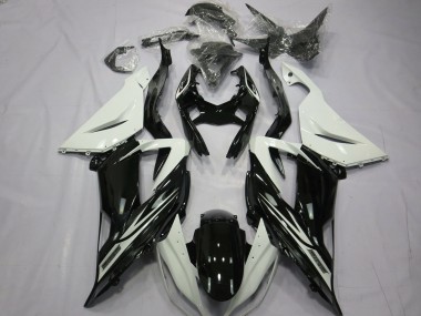 2013-2018 Plain Gloss Black White Kawasaki ZX6R Motorcycle Fairing