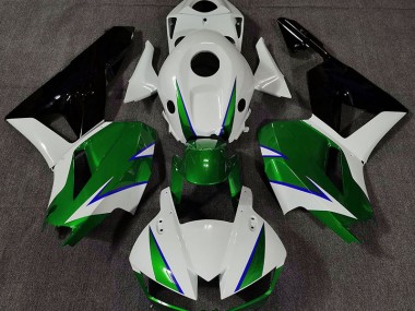 2013-2023 Gloss Green White and Blue Honda CBR600RR Motorcycle Fairing