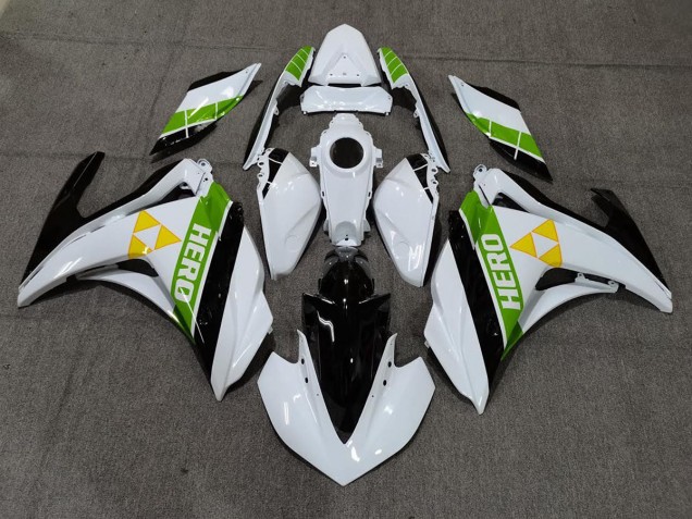 2015-2018 Gloss White Black and Green Yamaha R3 Motorcycle Fairing 2015-2018 Gloss White Black and Green Yamaha R3 Motorcycle Fairing