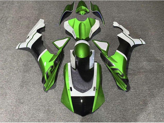 2015-2019 Green & Carbon Fiber Accents Yamaha R1 Motorcycle Fairing 2015-2019 Green & Carbon Fiber Accents Yamaha R1 Motorcycle Fairing
