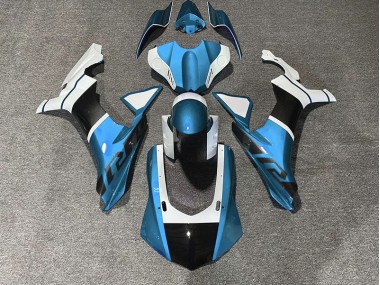 2015-2019 Light Blue & Carbon Fiber Accents Yamaha R1 Motorcycle Fairing