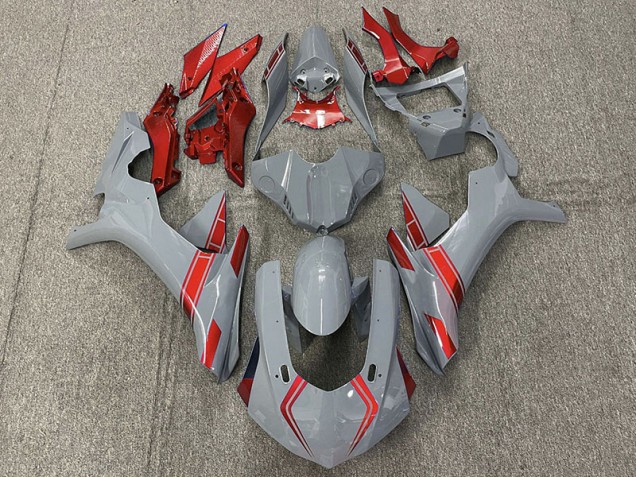 2015-2019 Nardo Grey & Red Accents Yamaha R1 Motorcycle Fairing