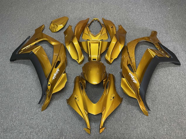 2016-2019 Gold with Ninja White Kawasaki ZX10R Motorcycle Fairing