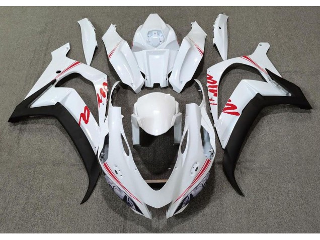 2016-2019 Pearl White & Red Logos Kawasaki ZX10R Motorcycle Fairing 2016-2019 Pearl White & Red Logos Kawasaki ZX10R Motorcycle Fairing
