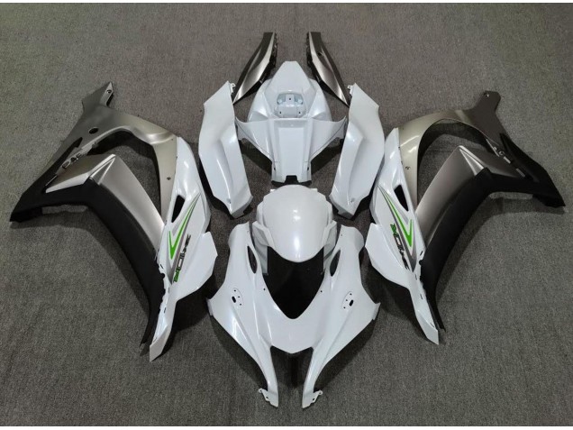 2016-2019 Pearl White and Silver Kawasaki ZX10R Motorcycle Fairing 2016-2019 Pearl White and Silver Kawasaki ZX10R Motorcycle Fairing