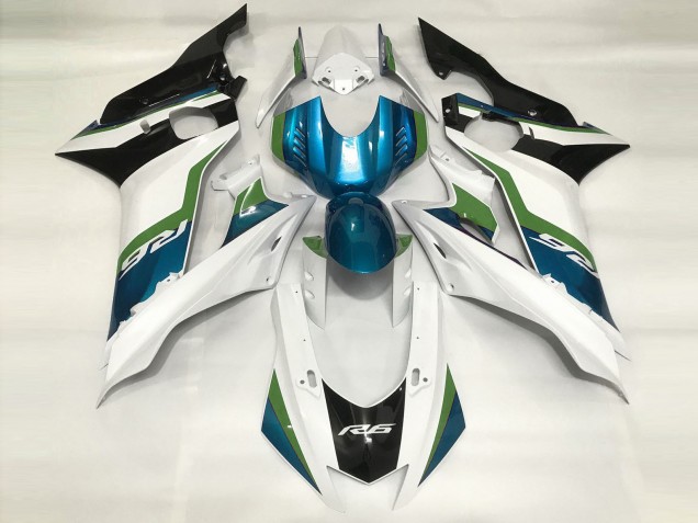 2017-2021 Light Blue and Gloss White Yamaha R6 Motorcycle Fairing 2017-2021 Light Blue and Gloss White Yamaha R6 Motorcycle Fairing