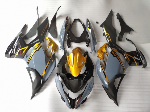 2018-2023 Nardo Grey & Gold Kawasaki Ninja 400 Motorcycle Fairing 2018-2023 Nardo Grey & Gold Kawasaki Ninja 400 Motorcycle Fairing