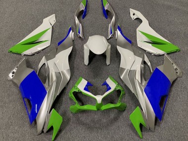 2019-2023 Gloss Green Blue and Silver Kawasaki ZX6R Motorcycle Fairing