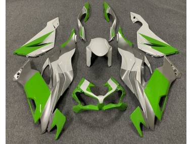 2019-2023 Gloss Green White and Silver Kawasaki ZX6R Motorcycle Fairing
